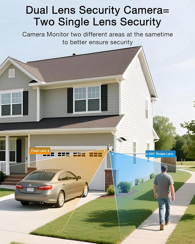 ANRAN Dual-Lens Solar Security Camera, 3MP Wireless Outdoor Camera - Image 3