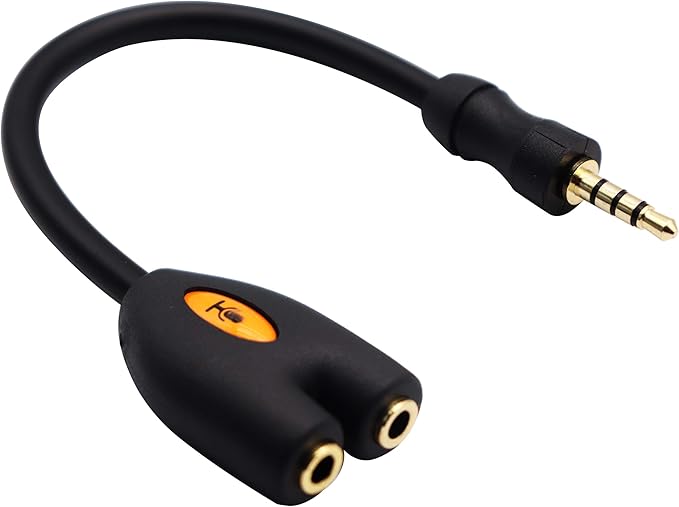 zdyCGTime 3.5mm Audio Headphone Y Splitter Cable 4-Pole 3.5mm AUX Male to 2 Port 3.5mm Female Headset Mic & Stereo Audio Y Splitter Cable for Earphone,for Smartphone, Samsung, LG, (17.5CM)(4Pole)