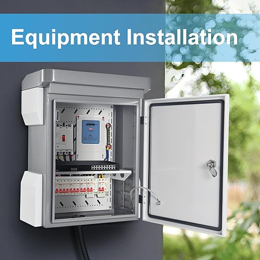 Outdoor Electrical Box, Cold-Rolled Steel Plate, Aluminum Alloy Back Beam, One-Piece Ventilation Design, IP65 Waterproof, Wall/Pole Mounted (19.7" x 15" x 7.9")