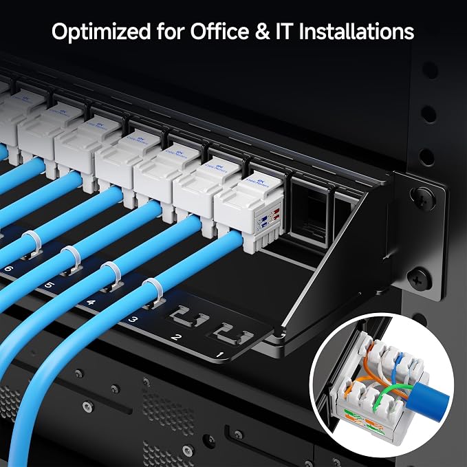 Cable Matters Rackmount or Wall Mount 1U 24 Port Keystone Patch Panel - Image 4