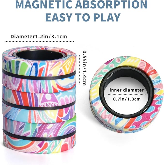 Magnetic Rings Fidget Toys for Adults,Fidget Spinner Rings for Anxiety Relief Therapy Toys for Teens Boy and Girl Ages 8-13,Gift for Kids Party Favors Stocking Stuffers,3pcs