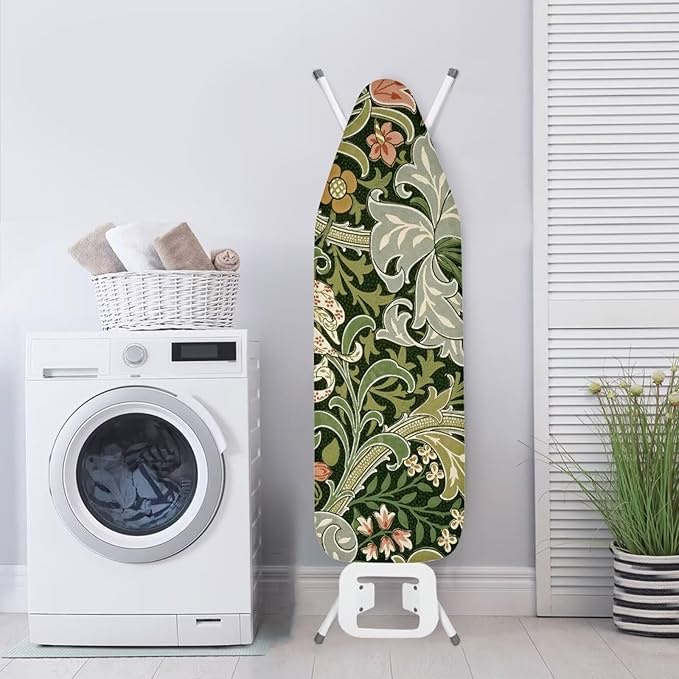 ZXFYGDX Cover for Ironing Board, William Morris Prints Table Top Ironing Board Cover with Nylon Buckle Straps and Elastic Edges Easy to Install, Standard Size Suitable for 17x49 Inch Ironing Board L