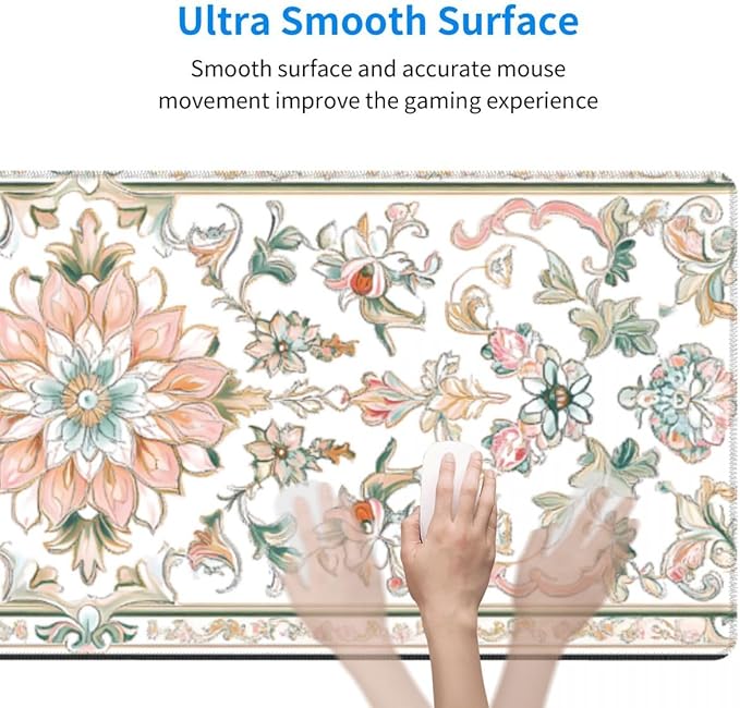 CANFLASHION Desk Pad,Office Desk Mat 31.5"×11.8" Large Gaming Mouse Pad,Durable Extended Computer Mouse Pad,Waterproof Thick Big Mouse Pads with Non-Slip Rubber Base Office Home Romantic Floral Rug