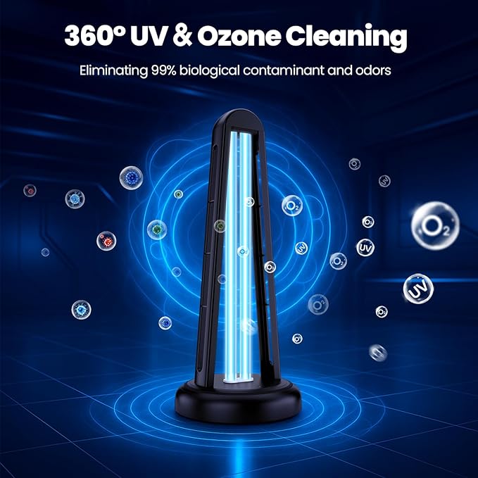 UV Light Sanitizer, 55W Classic Ultraviolet Sanitizer, Ultraviolet Light with 3 Speed Timings, Home Disinfection Device, Dust Mites Remover for Room, Kitchen, Hotel, Office