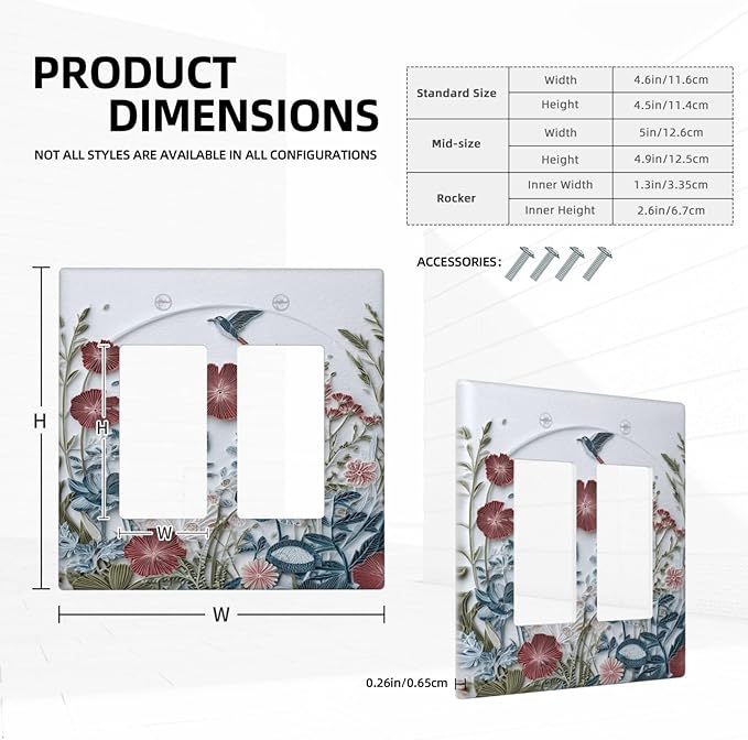 Bvtewkhz Wildflowers Flowers Floral Plants 2 Gang Double Rocker Wall Plate Cover Decorative Light Switch Covers Electrical Faceplate Switch Plates for Bathroom Kitchen Home