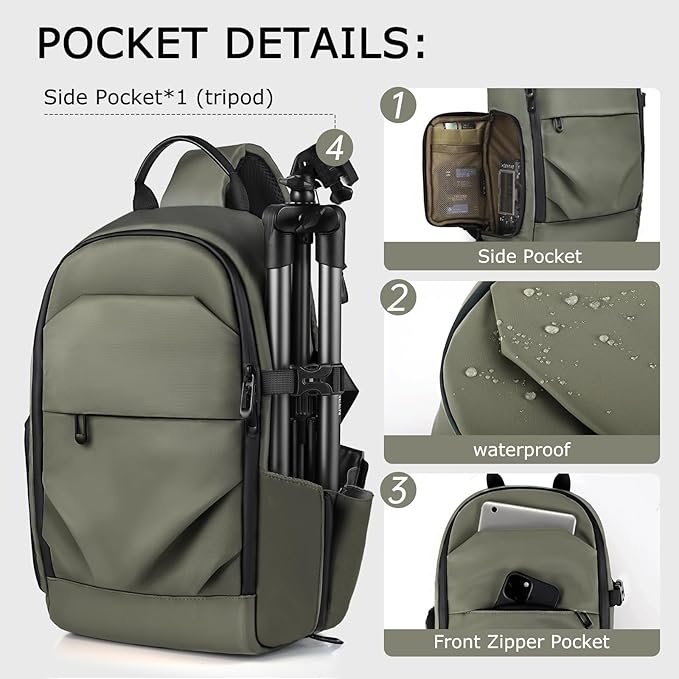 TAAOKA Camera Sling Bag, DSLR/SLR/Mirrorless Camera Backpack Case Shockproof - Image 2