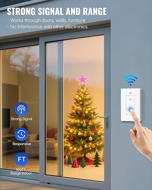 Remote Control Outlet WILAWELS Wireless Light Switch, 2 Pack Expandable and Removable Remote Outlet Switches for Christmas Light, Lamp, Appliance, FCC Listed, 1 Controller for 2 Outlets W05RC1206