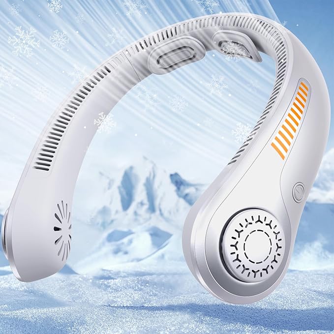 Portable Neck Fan - Rechargeable Personal Fan with Neck Brace, 5 Speeds, All-Around Cooling, Hands-Free Bladeless Lightweight Quiet Neck Fans That Blow Cold Air Gift for Women/Men, Hot Flashes, Travel