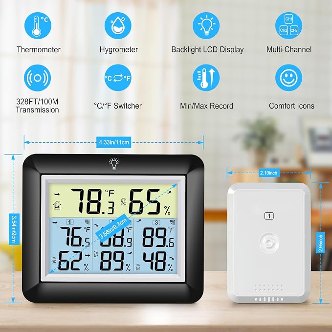 Urageuxy Wireless Indoor Outdoor Thermometer - Image 2