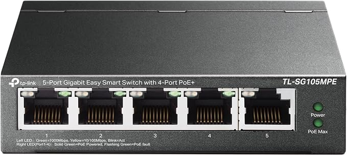 TP-Link TL-SG105MPE | Easy Smart Managed | 4 PoE+ Ports @120W, w/ 1 Uplink by TP-Link
