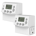ENERLITES Heavy Duty Programmable Digital Plug-in Timer for Electrical Outlets, Timer Outlet for Lights, Lamps, Grounded Outlet, 7 Day Random, 120V 15A 1200W, HET07, White, 2 Pack