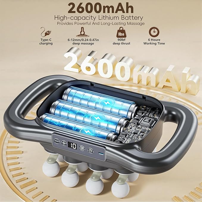 Cexovil 16-Head Massage Gun,2026 Upgrade Deep Tissue Percussion Massager with 9 Modes 9 Intensities, 2600mAh 6H Runtime, Quiet Muscle Tension Release Electric Massage Tools for Back, Shoulders, Legs