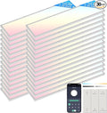 AIKVSXER 30 Pack 1x4 FT LED Flat Panel Light Surface Mount, with Wireless Switch & App Control, Night Mode, 50W 5500LM, 3000K/4000K/6500K, Ultra-Thin LED Light for Office Home,120-277V - White