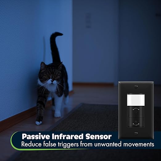TOPGREENER Motion Sensor Light Switch Dimmer, Electronic Dimmer with PIR Motion Sensor, Occupancy & Vacancy Modes, 150W LED/CFL, Single-Pole, UL Listed, TDODS5-120-BK, Black