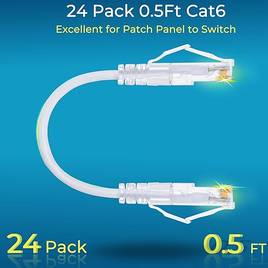 Rapink Patch Cables Cat6/ Cat6a 0.5ft Slim, Cat6a Ethernet Patch Cable 10G - Image 2