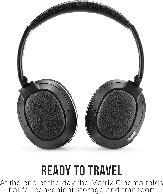 MEE audio Matrix Cinema Bluetooth Wireless Over-Ear High Resolution Stereo Headphones with aptX Low Latency for Improved Lip Sync & CinemaEAR Audio Enhancement for Clearer Sound in Movies and TV Shows