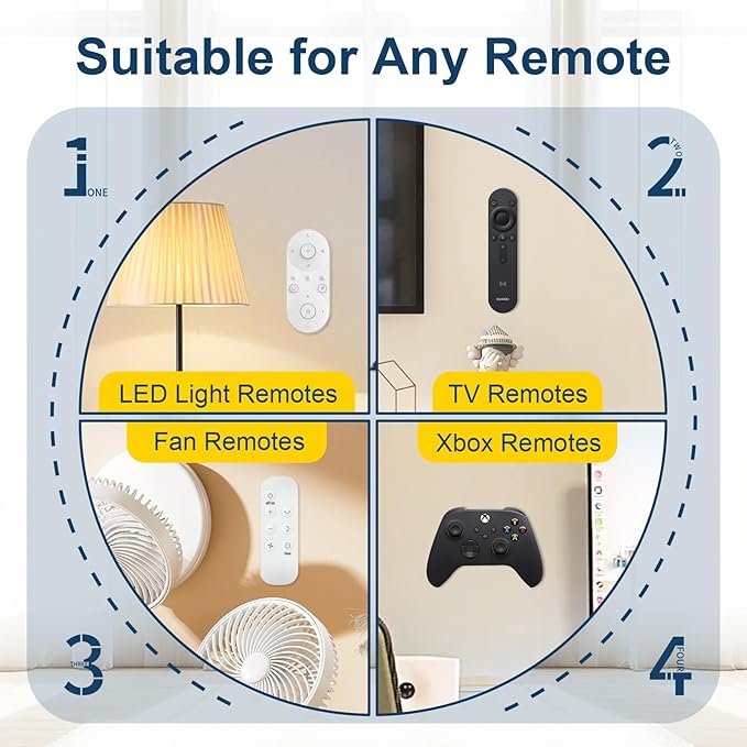Vaszu Magnetic Remote Control Holder Self-Adhesive Wall Mount, 6 Pack Upgraded Silicone Organizer Storage Wall Holder for Home Office TV, Fan and Air Conditioner Remote Control White