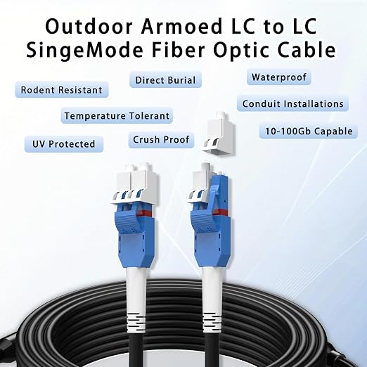 37M/121FT LC to LC Armored Outdoor Fiber Optic Cable, Single Mode Duplex - Image 9