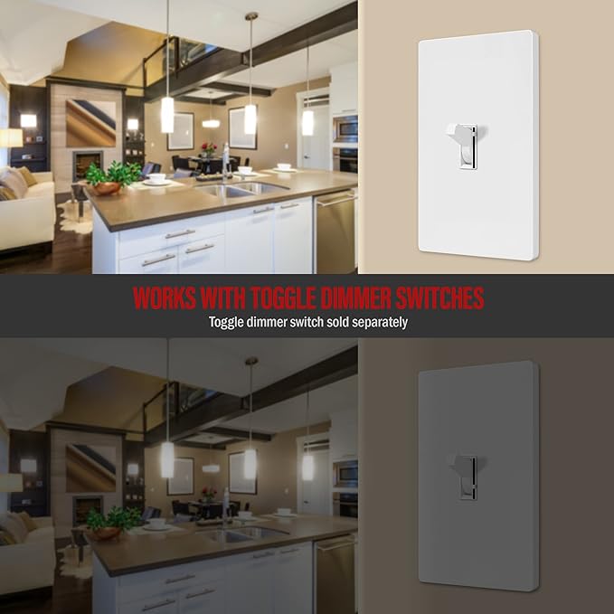 ENERLITES Screwless Toggle Switch Wall Plate, Child Safe Light Switch Cover, Standard Size 1-Gang 4.68" x 2.93", Unbreakable Polycarbonate Thermoplastic, UL Listed, SI8811-W, Glossy, White