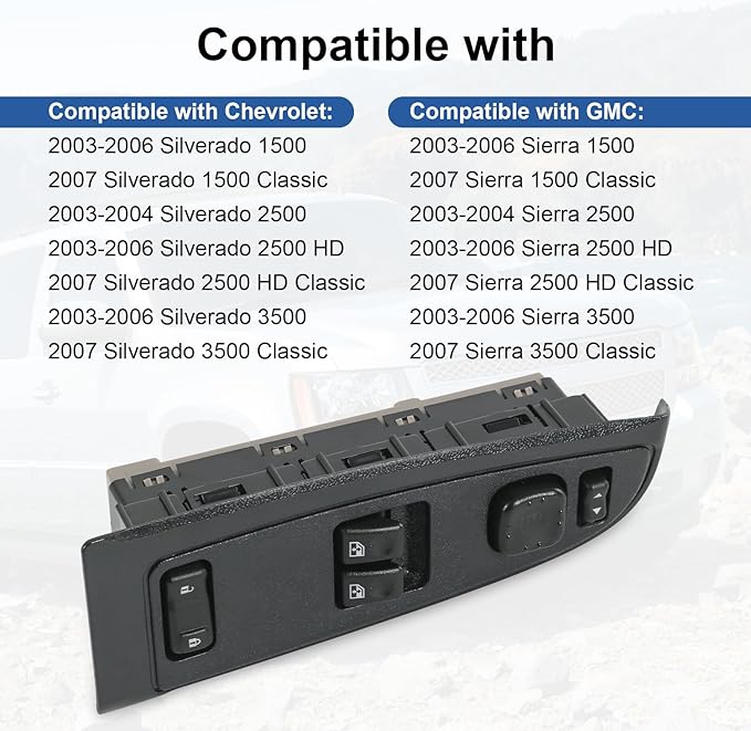 DICMIC Front Driver Side Master Power Window Switch and Door Lock & Black Bezel Assembly Compatible with 2003-2007 Chevrolet, GMC Select Model Replace# 15883322, 920-024, DWS-248