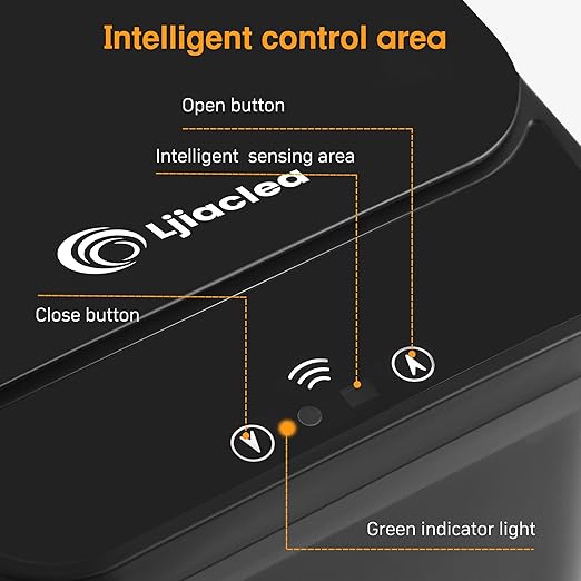 Black Bathroom Trash Can 2.6 Gallon Motion Sensor Trash Cans Automatic - Image 5