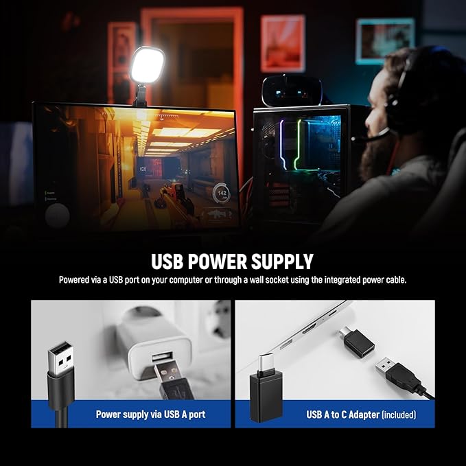 NEEWER Basics 5" 10W LED Streaming Light, Bi Color Edge Lit Clip on Full Screen USB Lamp Lighting CRI95 for Monitor Laptop Computer Webcam Desk Video Conference Zoom Call Recording, NL10