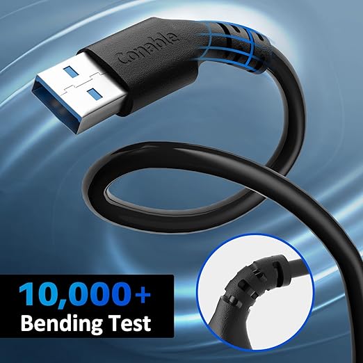 USB 3.0 Male to Male Cable 4FT - Type A, 5Gbps Data Transfer for Hard Drive, Laptop, DVD Player, USB Hub, Monitor, Camera, Set Top Box - Includes 5 Cable Ties