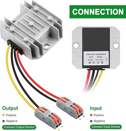 Gebildet Voltage Regulator Reducer DC 8V ~ 40V to 12V 3A 36W Converter- DC 36V 24V 18V to 12V Step Down Up Converter Regulator Waterproof Module Transformer