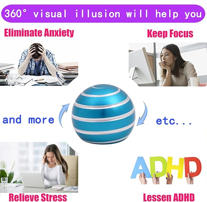 Desk-Fidget-Toys for Kinetic-Toy: Cool-Gadgets Cool-Stuff for Adults Kids Teens, Spinning Up to 180 Seconds, Stress Relief Toy for Optical-Illusion Gift for Office School Home Women Men