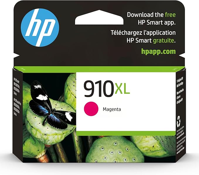 HP 910XL Magenta High-Yield Ink Cartridge | Works with OfficeJet 8010, 8020 Series, OfficeJet Pro 8020, 8030 Series | Eligible for Instant Ink | 3YL64AN
