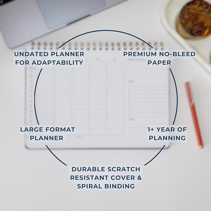 Undated Weekly Schedule | Business Planner | 8.25” x 11.75” ADHD Organizer | Premium Multi-Layout Schedule | Black | Landscape Layout