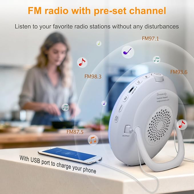 DreamSky Sunrise Alarm Clock Radio for Bedroom with Sound Machine - Dual Wake up Light Alarm Clock for Kids Adults, Digital FM Radio, Bluetooth Speaker, 26 Sleep Sounds for Baby, Dimmable Night Light