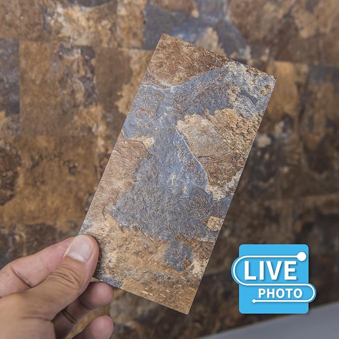 Art3d 102-Piece Peel and Stick Tile Backsplash for Kitchen Bathroom, 3in. × 6in. Stick on Subway Tile Rust Slate