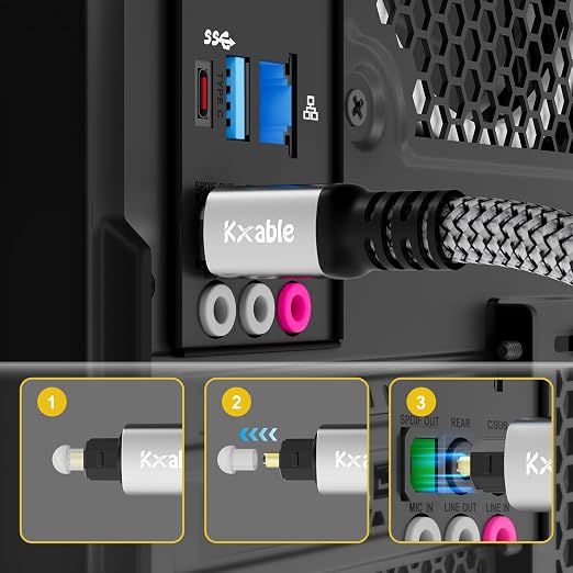 Kxable Optical Audio Cable 12 FT, Digital Audio Cable, Toslink Fiber Optic Cord - Image 3