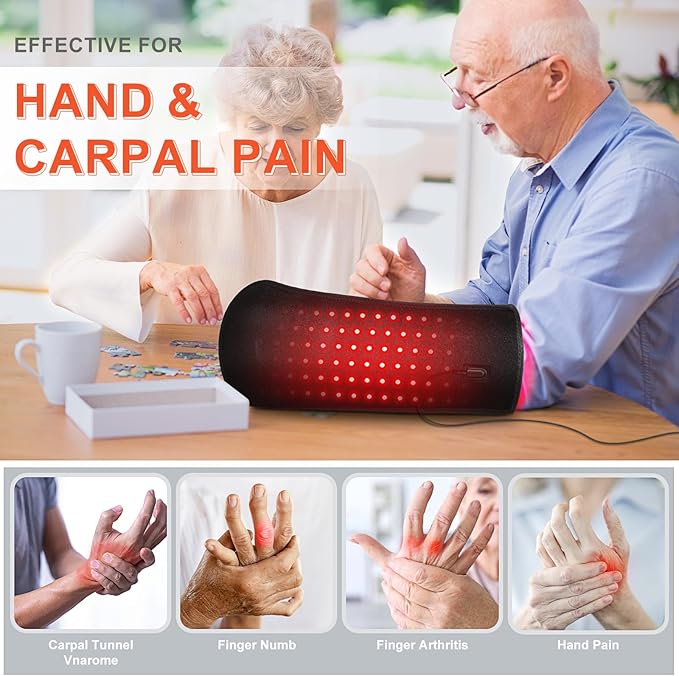 Red Light Therapy for Hands & Wrist,2026 Upgrade 4 Therapy Modes, 5-Level Intensity,10–90 Min Timer, Red & Infrared Light Therapy Device for Home Use (16.5IN*7IN)