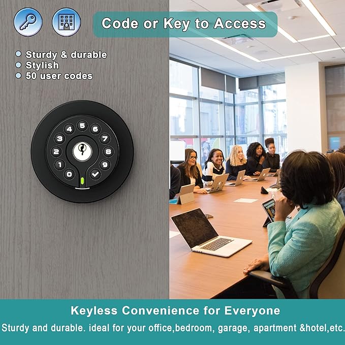 BOTHSTAR Keypad Door Knob with Key,Keyless Entry Door Lock, Code Locks Door Knob, Auto Lock,50 User Code,Easy to Install,for Home,Office,Hotel,Bedroom,Garage,No Deadbolt, Matte Black Finish