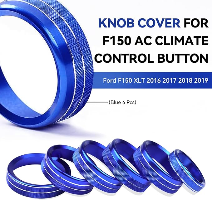 Knob Cover for F150 AC Climate Control Switch/Trailer/4WD/VOL/Tune Button Interior Center Console Trim Accessories Compatible with Ford F150 XLT 2016 2017 2018 2019 (Blue 6 Pcs)