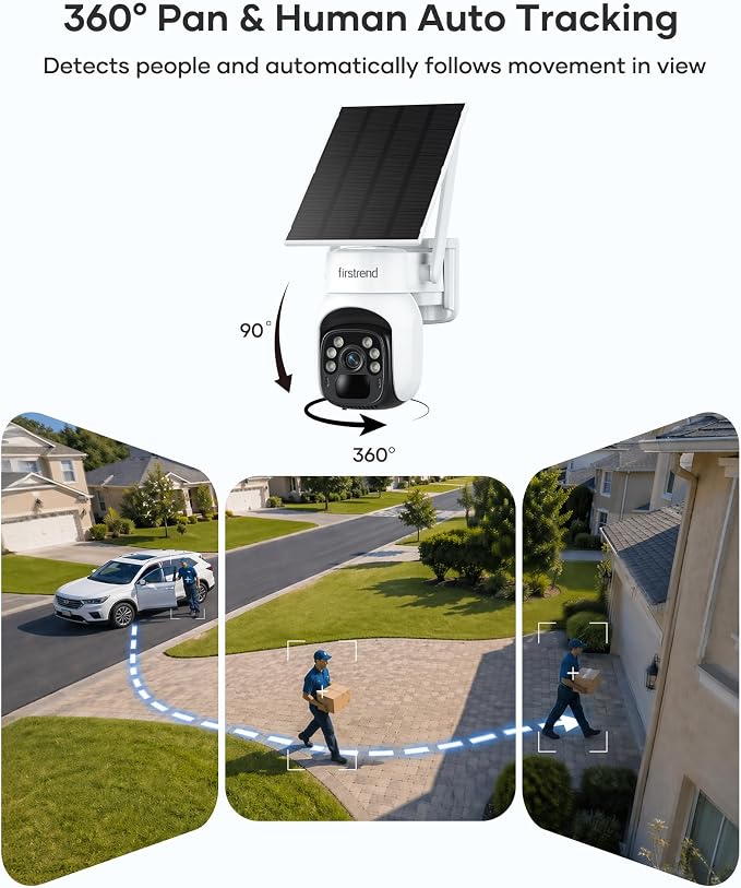 firstrend Solar Security Cameras Wireless Outdoor, No Monthly Fee, Human Auto - Image 4