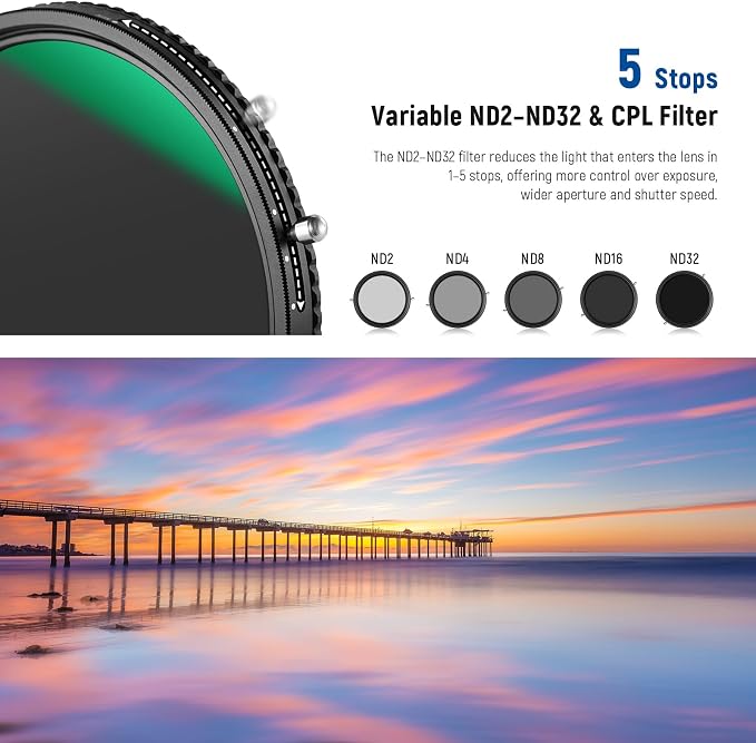 NEEWER 2 in 1 46mm Variable ND Filter ND2–ND32&CPL Filter No X Cross/30 Layer - Image 5