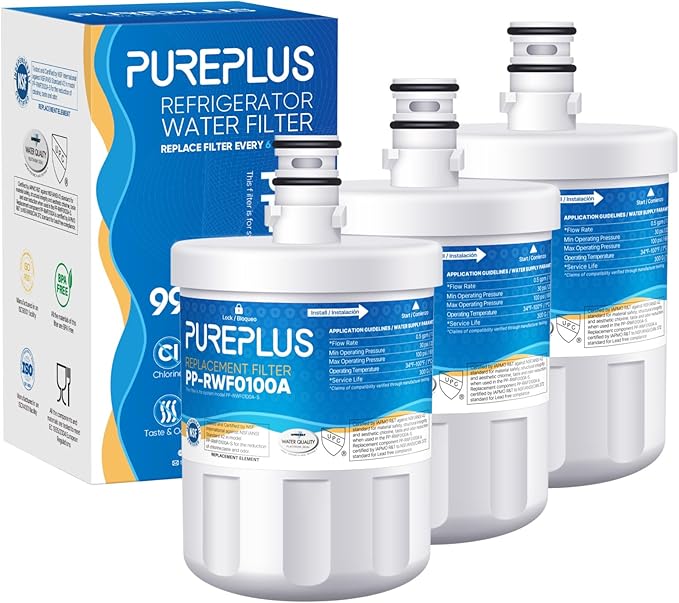 PUREPLUS 5231JA2002A Replacement for LG LT500P, ADQ72910901, GEN11042FR-08, Kenmore 9890, 469890, HDX FML-1, ADQ72910907, LSC27925ST, LFX25974ST, LFX25973D, LFX25973ST Refrigerator Water Filter, 3Pack