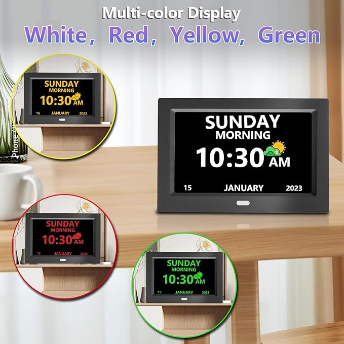 MRCHYDZ 11 Inch Clock with Day and Date for Elderly Large Display Digital Clocks 12 Alarm 3 Display Modes Large Font Alzheimer's Clock Alarm Clocks for Seniors Auto DST 11in Black