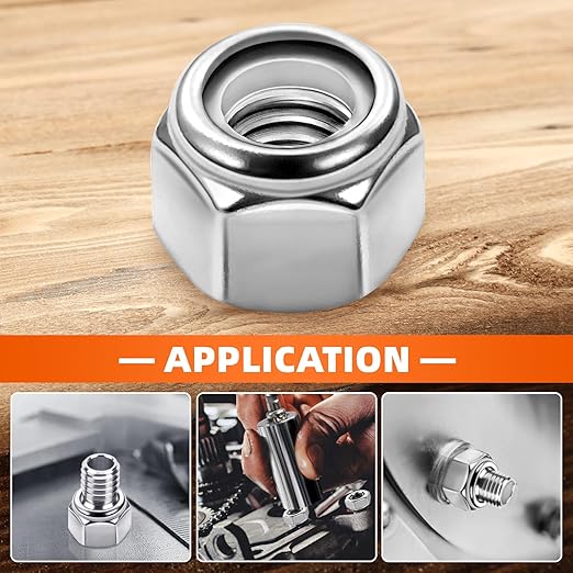 MewuDecor #6 32 Nylon Insert Hex Lock Nuts Locknuts, 304 Stainless Steel 18-8, Bright Finish, 100 PCS