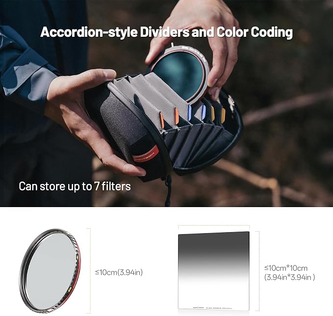 PGYTECH Hard Lens Filter Pouch Up to 100mm, 7 Pockets Camera Filter Bag - Image 2