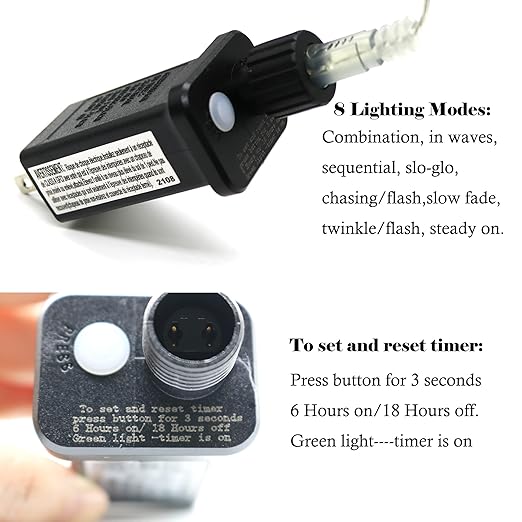 2 PCS 8 Mode Light LED Transformer 30V LED Controller Class 2 Power Supply,Transformer US Plug Adapter Replacement for String Light, not Fit 8 Mode with Control Box and 1 Mode String Light