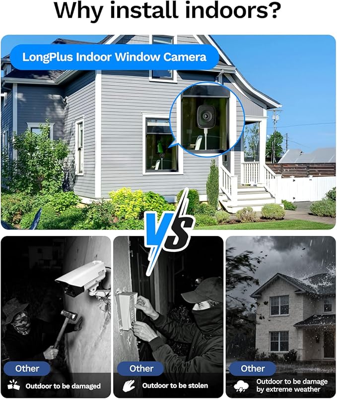 5MP 3K Window Cameras for Home Security, 2.4G 5G WiFi Safeview Window Security Camera with Night Vision Full Color, AI Person & Car Detection, 2 Way Talk, 24/7 Recording, 60S Easy & Quick Install