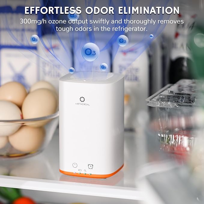Airthereal Upgraded PA300-GO Portable Ozone Generator, Battery Powered, Odor Eliminator for Refrigerator, Car, Small Spaces, White