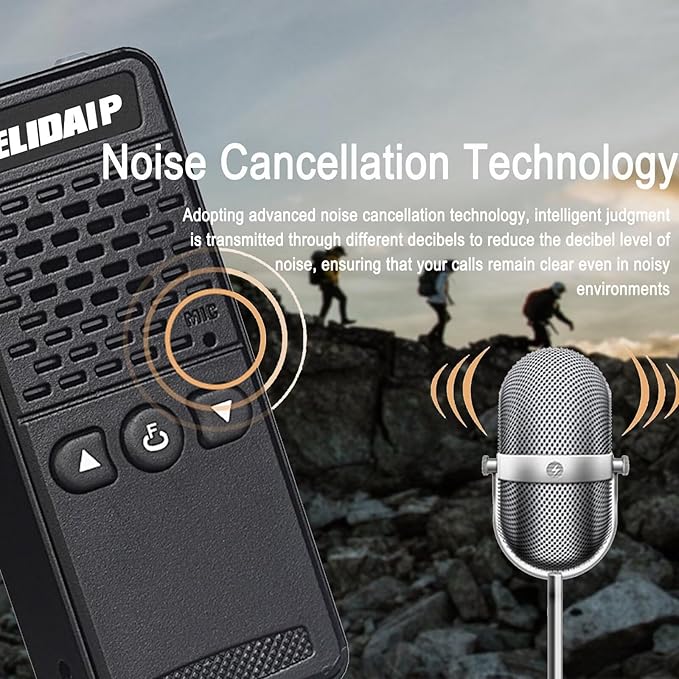 ELIDAIP T-M2 Mini Walkie Talkies for Adults,Long Range Two Way Radios 16 Channels,1100mAh,Small Walkie Talkie Rechargeable with Earpiece for Hiking Camping Family Trip Shopping mall (Black 2 Pack)