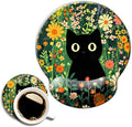 Ergo Comfort Gel Wrist Rest Mouse Pad-Ergonomic Office Mousepad with Wrist Support-Non-Slip, Design Desk Accessories Mat for Home&Game Decor Cute Black Cat