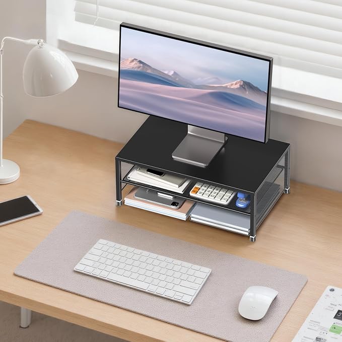 ECOLOVI 2-Tier Computer Monitor Stand Riser, Desk Organizer - Image 6