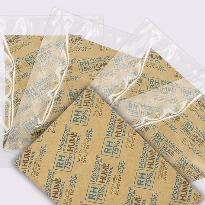 Wisesorb 75% Two-Way Humidity Control Packs, 60 Gram 5 Pack for Storing 1 lb, Size 60 Moisture Control Packets Individually Wrapped, Humidifier Packs for Storage Containers Hydration Packets